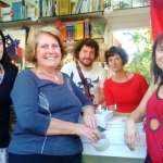 Con la escritora Susanna Isern, Pilar Pérez del Dragón lector y los ilustradores Mónica Carretero y Adolfo Serra